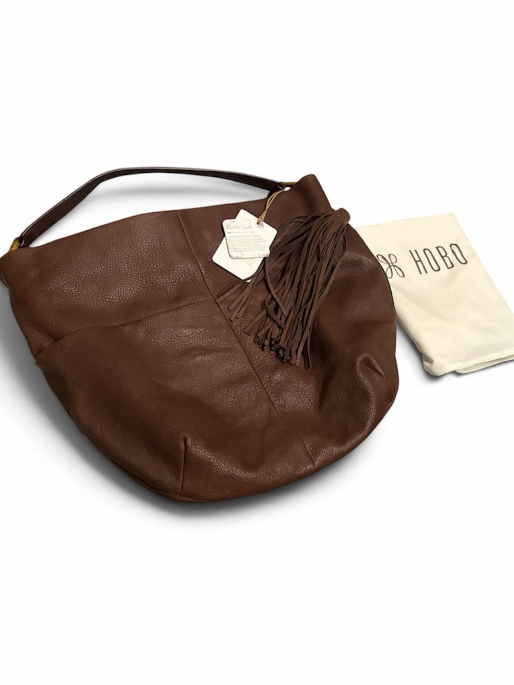 NWT HOBO Brown Leather Hobo Bag with Tassel - Picture 4 of 5